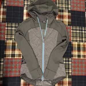 Ivivva Gray Hooded Jacket with Blue Zipper